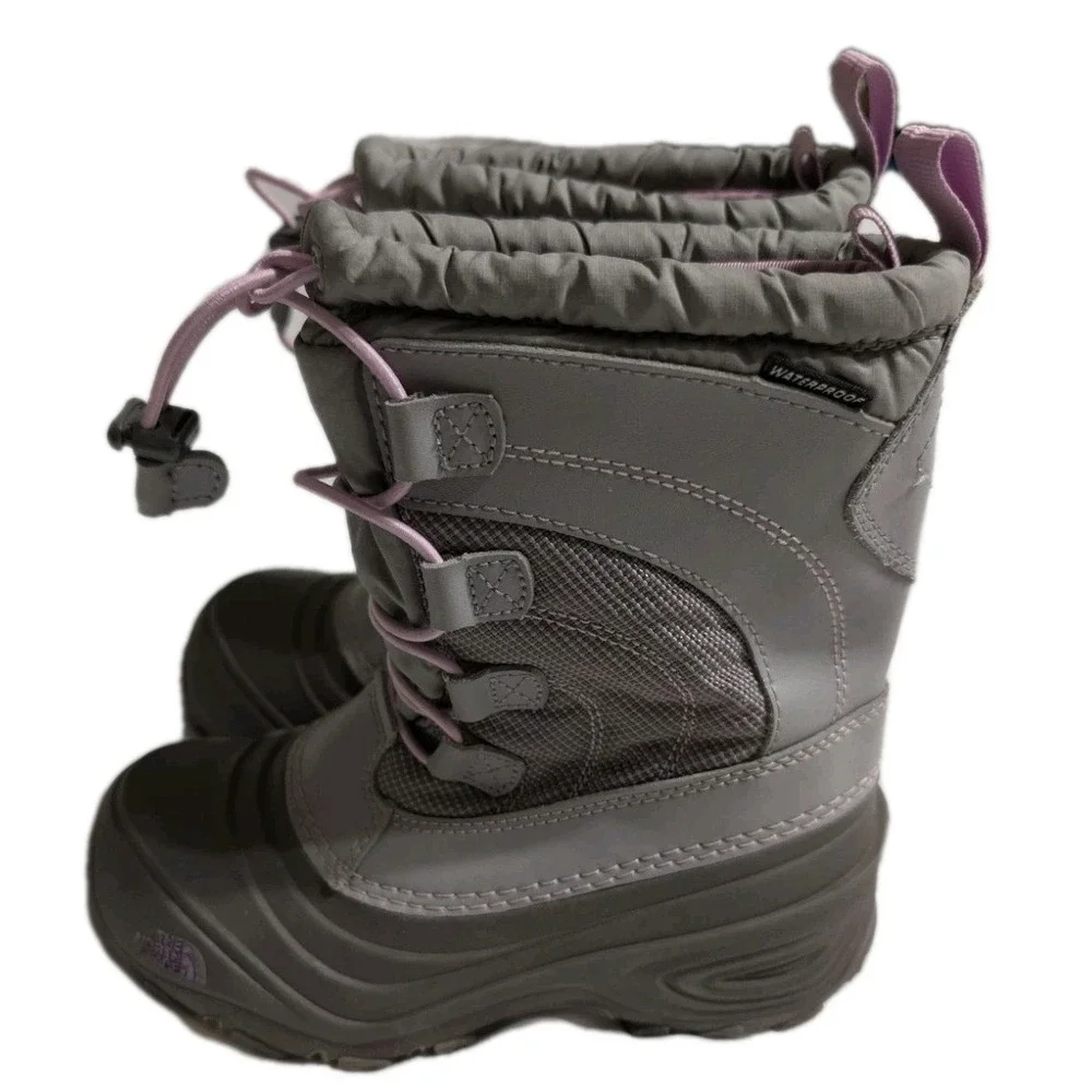 The‎ North Face Kids Snow Boots Girls Sz 1 Gray Pink Waterproof Insulated Winter